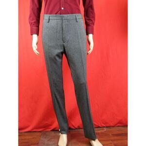 GUCCI GRAY TEXTURED STRIPED WOOL CLASSIC FIT 244181 TROUSER PANTS 50 W 36